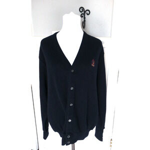 Vintage IZOD Made in the USA Emblem Men's Black Cardigan Size Large